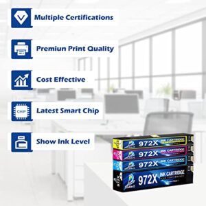 DOUBLE D 972X 972A (Upgraded Chip) Compatible Replacement for HP 972X 972A 972 Ink Cartridges, for HP PageWide Pro 477dw 477dn 577dw 577z 452dn 452dw 552dw P55250dw P57750dw, 4 Pack