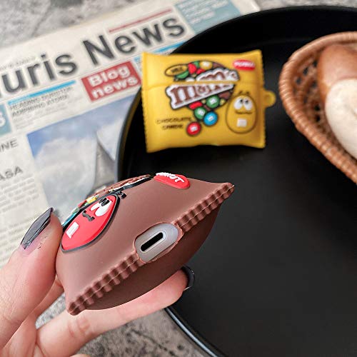 Compatible with Airpods 1/2 Case Cover,Stylish Chic Food Character Skin Keychain,Cute 3D Funny Cartoon Food MM Chocolate Soft Silicone Protective Airpods Cover,for Girls Boys Teens Kids (Yellow)