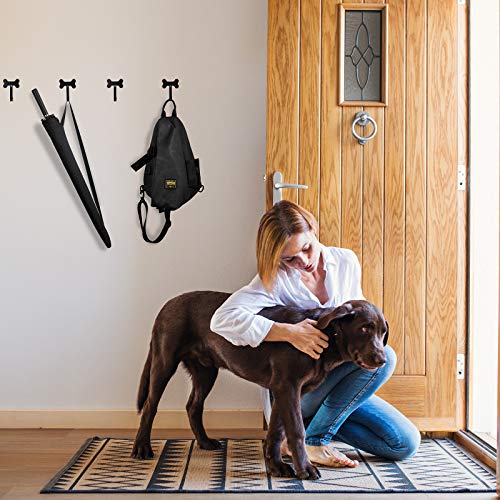 8 Piece Shaped Wall Hook Stainless Steel Wall Hooks Black Leash Hooks Wall Mounted Hanger with Nail for Coat, Key, Entryway, Hallway, Kitchen, Office Decoration (Dog Bone)