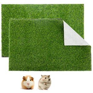 aulock 2 pcs artificial grass guinea pig pee pads- 15.7 × 23.6 inch fake grass rug potty training replacement artificial turf for puppy, rabbits, hamsters, bunnies, gerbils, other small animals