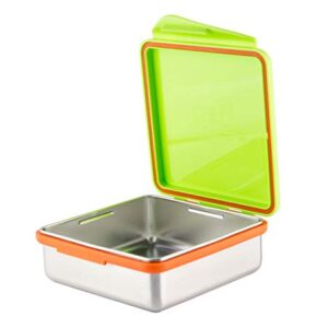 Kid Basix Safe Snacker, Reusable Stainless Steel Lunchbox Container for Kids & Adults, Reusable Food Container, BPA Free, Dishwasher Safe, 23oz Lime