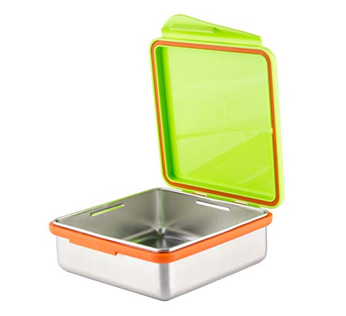 Kid Basix Safe Snacker, Reusable Stainless Steel Lunchbox Container for Kids & Adults, Reusable Food Container, BPA Free, Dishwasher Safe, 23oz Lime