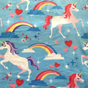 Unicorns Hearts & Rainbows Anti-Pill Premium No-Sew Throw Fleece Fabric Kit (50x60)