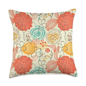 pioneer country farm for woman vintage turquoise floral throw pillow, 18x18, multicolor