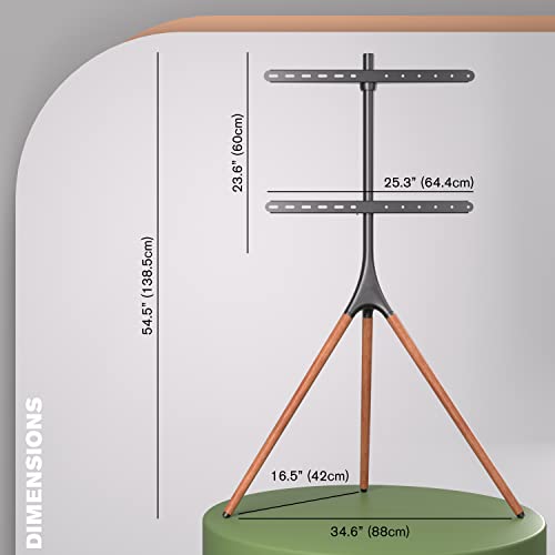 Promounts Modern Wood TV Easel Stand with 180° Swivel for 47-70 inch LCD, LED, Plasma OLED Screens. Corner TV Stand, Universal TV Stand for Curved and Flat Televisions
