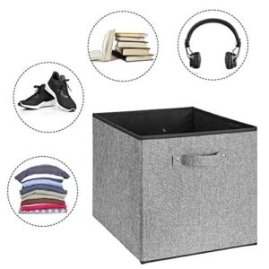 i BKGOO Foldable Fabric Storage Cube Bins with Cotton Rope Handle ,Set of 4 Collapsible Resistant Basket Box Organizer for Home Office Nursery and More – Gray 13x15x13 inch