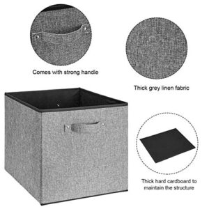 i BKGOO Foldable Fabric Storage Cube Bins with Cotton Rope Handle ,Set of 4 Collapsible Resistant Basket Box Organizer for Home Office Nursery and More – Gray 13x15x13 inch