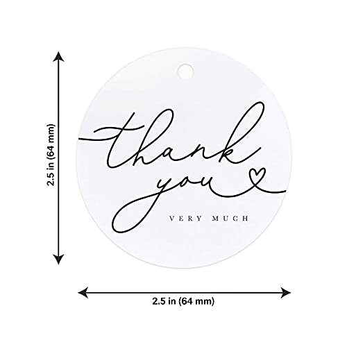 Bliss Collections Thank You Gift Tags, Heart Script, Thank You Very Much Gift Tags for Weddings, Bridal Showers, Birthdays, Parties, Baby Showers, Wedding Favors or Special Events, 2.5"x2.5" (50 Tags)