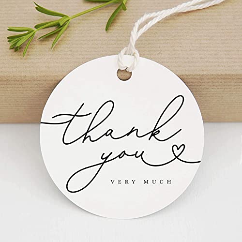 Bliss Collections Thank You Gift Tags, Heart Script, Thank You Very Much Gift Tags for Weddings, Bridal Showers, Birthdays, Parties, Baby Showers, Wedding Favors or Special Events, 2.5"x2.5" (50 Tags)