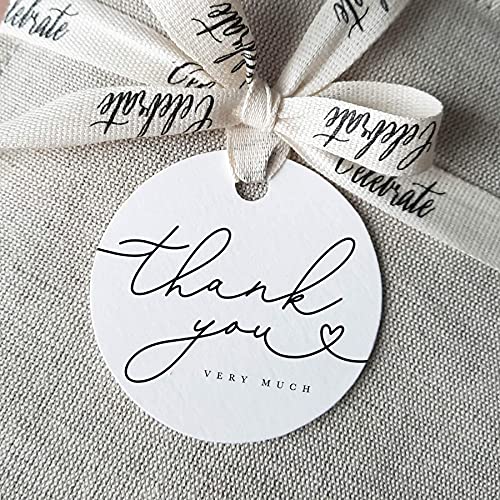 Bliss Collections Thank You Gift Tags, Heart Script, Thank You Very Much Gift Tags for Weddings, Bridal Showers, Birthdays, Parties, Baby Showers, Wedding Favors or Special Events, 2.5"x2.5" (50 Tags)