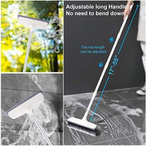 Telescoping Microfiber Duster Extendable Cobweb Duster and 2 in 1 Floor Scrub Brush with 55 inches Metal Adjustable Long Handle with Squeegee