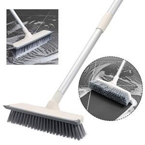 Telescoping Microfiber Duster Extendable Cobweb Duster and 2 in 1 Floor Scrub Brush with 55 inches Metal Adjustable Long Handle with Squeegee