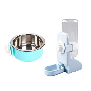 crate bunny food bowl removable stainless steel hanging drinking fountain plasticbottle water dispenser drinker food feeder pet cage bowl feeder cup for rabbits cat puppy rats guinea pigs