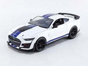jada toys bigtime muscle 1:24 2020 ford mustang shelby gt500 die-cast car blue white stripes, toys for kids and adults