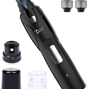 Dog Nail Grinder with Light & 2 Wheels, Low Noise More Powerful Dog Nail Clipper, Electric Pet Nail Trimmer File, Painless Paw Claw Care, Quiet USB Rechargeable Grooming Tool for L/M/S Dog/Cat/Bird