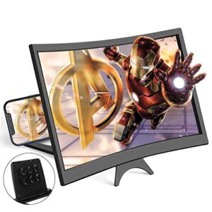 12‘’screen magnifier for cell phone mobile phone magnifier projector screen for movies and videos. easy to use and compatible with all smartphones (black)