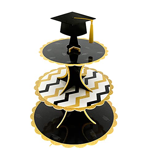 Graduation Cupcake Stands- Friday Night Graduation Party Decorations 3 Tire Cardboard Dessert Stand for Graduation Season