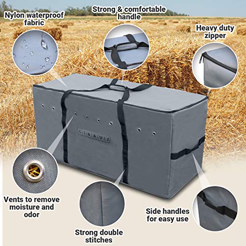 CIRAVI Hay Bale Storage Bag - Extra Large Tote - Heavy Duty - Foldable and Ventilated with Waterproof Lining - For 2 String Bale of Hay - 18" x 22" x 43" Complete with Bucket Strap