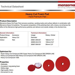 Menzerna | Heavy Cut Foam Pad 7"/180mm | Premium polishing pad for Abrasive Polishes