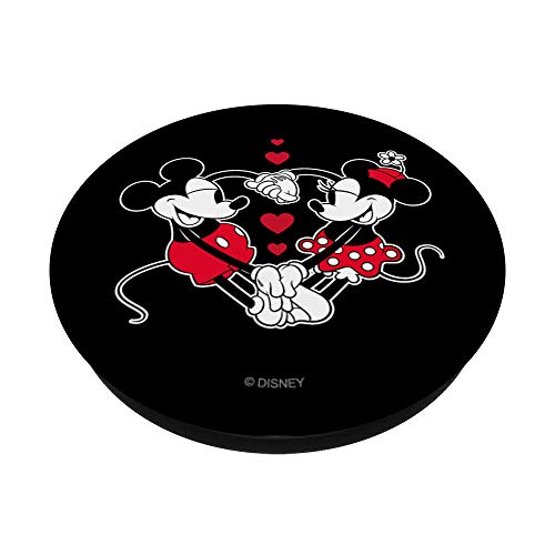 Disney Mickey and Minnie Love Gaze Hearts Black PopSockets PopGrip: Swappable Grip for Phones & Tablets