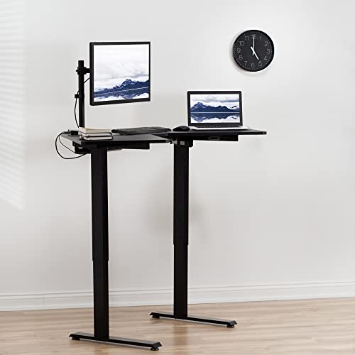 VIVO Electric Height Adjustable L-Shaped 47 x 47 inch Standing Desk, Black Corner Table Top, Black Frame, Stand Up Workstation, DESK-E1L94B