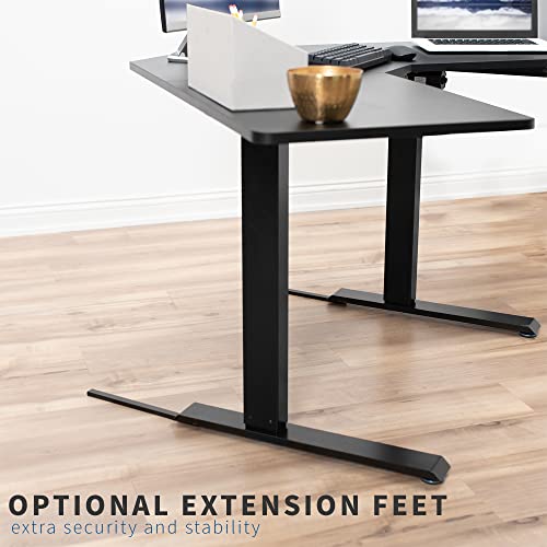 VIVO Electric Height Adjustable L-Shaped 47 x 47 inch Standing Desk, Black Corner Table Top, Black Frame, Stand Up Workstation, DESK-E1L94B