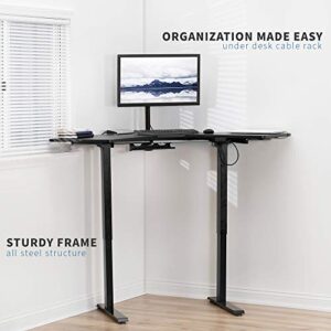 VIVO Electric Height Adjustable L-Shaped 47 x 47 inch Standing Desk, Black Corner Table Top, Black Frame, Stand Up Workstation, DESK-E1L94B