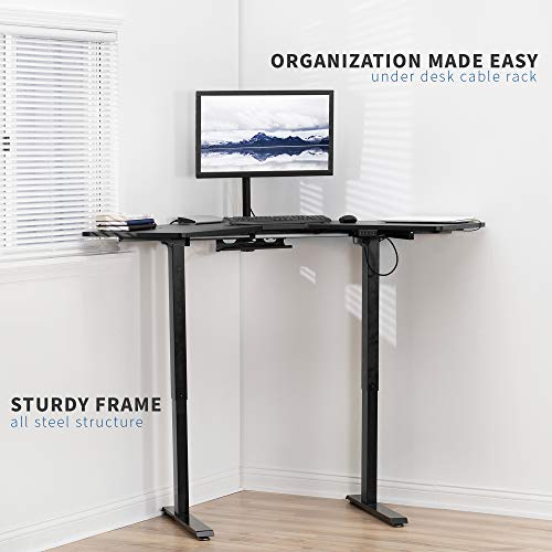 VIVO Electric Height Adjustable L-Shaped 47 x 47 inch Standing Desk, Black Corner Table Top, Black Frame, Stand Up Workstation, DESK-E1L94B