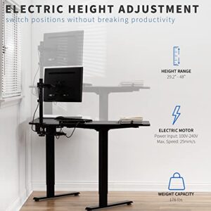 VIVO Electric Height Adjustable L-Shaped 47 x 47 inch Standing Desk, Black Corner Table Top, Black Frame, Stand Up Workstation, DESK-E1L94B