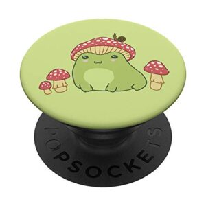 frog with mushroom hat and snail, cottagecore aesthetic popsockets swappable popgrip