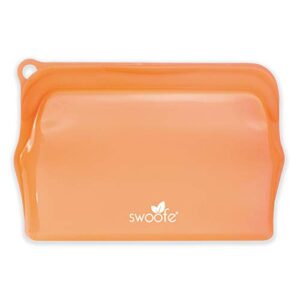 swoofe reusable silicone food bag | snack size 11 oz (coral) | eco-friendly | plastic free storage snacks bag | great for cooking, sous vide, or freezer use | leakproof, dishwasher-safe.
