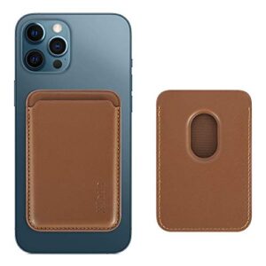 XJade Leather Wallet with Premium Magnet Made for iPhone 12/12Mini/12Pro/12ProMax,Wood Brown