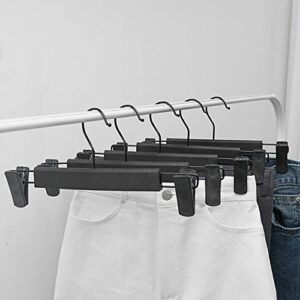 Muellery Plastic Pants Hangers Adjustable Clips Non Slip Space Saving Slim Skirt Hangers 5P TPAG47220