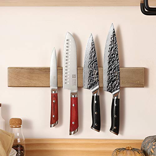 KEEMAKE Magnetic Knife Holder for Wall 16 inch Acacia Wood Knife Magnetic Strip, Powerful Neodymium Magnet Knife Hanger Knife Bar for Kitchen knives