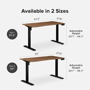 mopio Solid Wood Sterling Electric Height Adjustable Standing Desk, Sit Stand Desk Workstation, 3 Adjustable Memory Setting and Stand Alarm 100% Solid Wood (Walnut, 53")