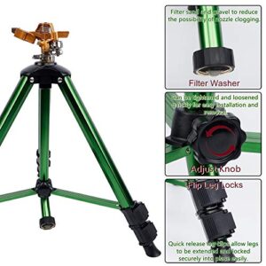 Twinkle Star Impact Sprinkler on Tripod Base, Quick Connector and Product Adapter Set, 360 Degree Coverage, 1 Pack