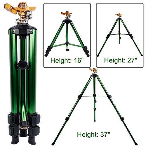 Twinkle Star Impact Sprinkler on Tripod Base, Quick Connector and Product Adapter Set, 360 Degree Coverage, 1 Pack