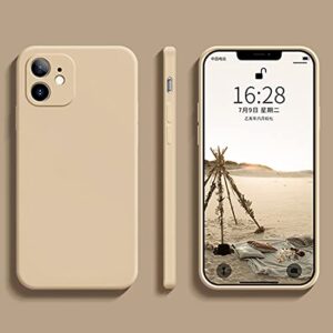 liquid silicone case compatible with iphone 12 6.1 inch, anti scratch & fingerprint, microfiber lining shockproof full body covered slim soft gel rubber enhanced camera & screen drop protection, khaki
