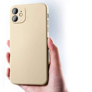 Liquid Silicone Case Compatible with iPhone 12 6.1 Inch, Anti Scratch & Fingerprint, Microfiber Lining Shockproof Full Body Covered Slim Soft Gel Rubber Enhanced Camera & Screen Drop Protection, Khaki