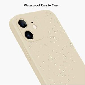 Liquid Silicone Case Compatible with iPhone 12 6.1 Inch, Anti Scratch & Fingerprint, Microfiber Lining Shockproof Full Body Covered Slim Soft Gel Rubber Enhanced Camera & Screen Drop Protection, Khaki