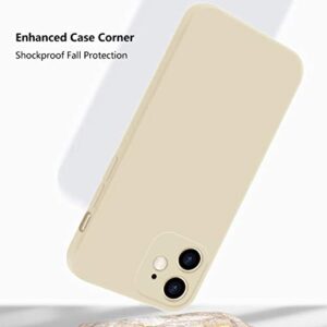 Liquid Silicone Case Compatible with iPhone 12 6.1 Inch, Anti Scratch & Fingerprint, Microfiber Lining Shockproof Full Body Covered Slim Soft Gel Rubber Enhanced Camera & Screen Drop Protection, Khaki