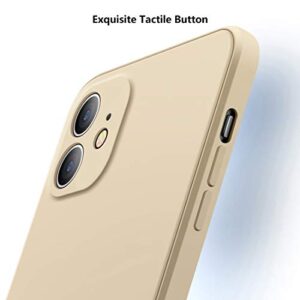 Liquid Silicone Case Compatible with iPhone 12 6.1 Inch, Anti Scratch & Fingerprint, Microfiber Lining Shockproof Full Body Covered Slim Soft Gel Rubber Enhanced Camera & Screen Drop Protection, Khaki