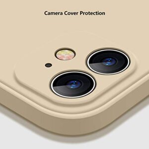 Liquid Silicone Case Compatible with iPhone 12 6.1 Inch, Anti Scratch & Fingerprint, Microfiber Lining Shockproof Full Body Covered Slim Soft Gel Rubber Enhanced Camera & Screen Drop Protection, Khaki