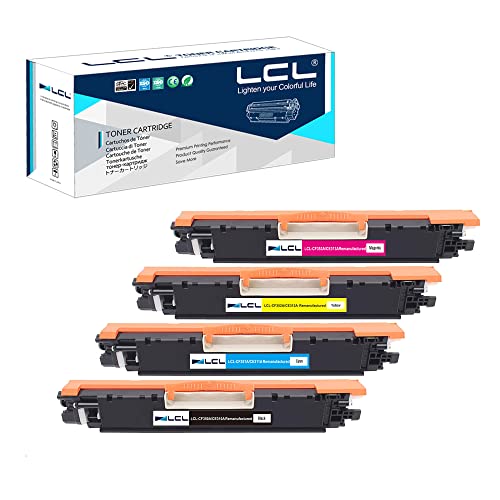 LCL Remanufactured Toner Cartridge Replacement for HP 130A CF350A CF351A CF352A CF353A MFP M176 M176FN M177 M176n M177FW (4-Pack Black Cyan Magenta Yellow)