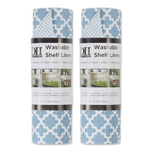 dii fridge & shelf liner collection non-adhesive, cut to fit, machine washable, 12x20, stonewash blue lattice, 2 piece