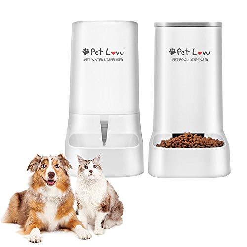 Pet Lavu Pet Food Feeder and Water Dispenser for Dogs and Cats,Automatic Gravity Dog Food and Water Dispenser,Auto Feeder Self Feeding for Dog Cat Pets Puppy