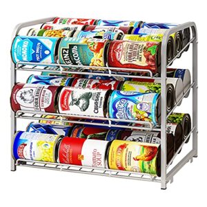 aiyaka can rack organizer, 3 tier stackable can storage dispenser, for food storage, kitchen cabinets or pantry, storage for 36 cans, silver