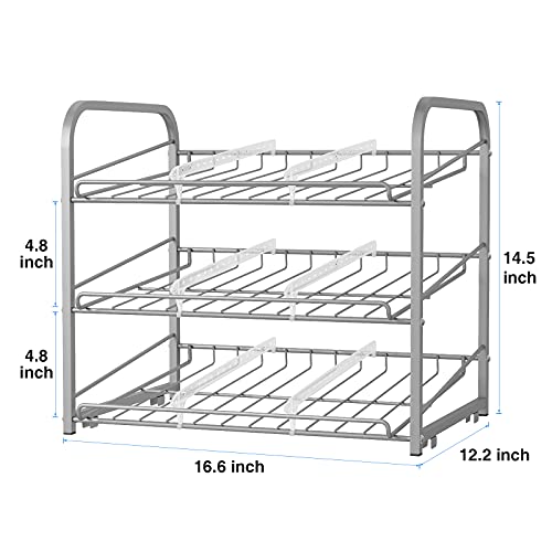 AIYAKA Can Rack Organizer, 3 Tier Stackable Can Storage Dispenser, for Food Storage, Kitchen Cabinets or Pantry, Storage for 36 Cans, Silver