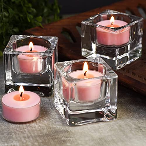 DEYBBY Natural Scented Soy Wax Tealight Candles Bulk, Romantic Rose Aromatherapy Luxury Tea Candle Set of 12-4 Hour Burn Time|Great for Valentine's Day, Birthday