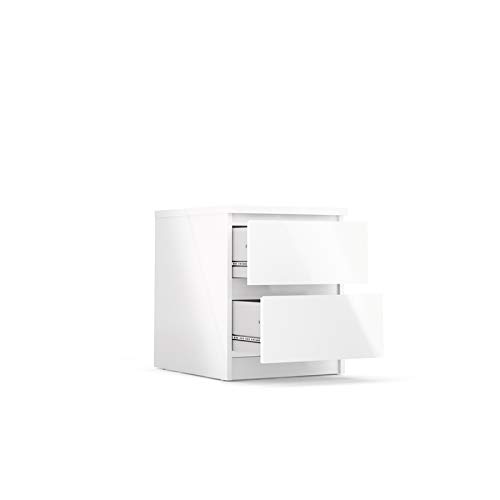 Home Square 3PC Set with 1 Nightstand 1 Chest and 1 Double Dresser in White Gloss